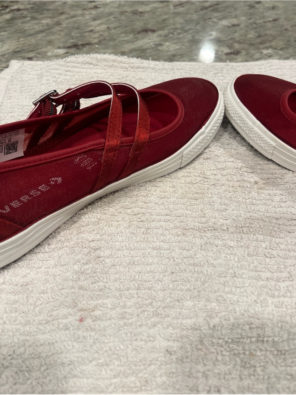 Converse Women's Red Mary Jane Flats with Strap - Picture 5 of 10